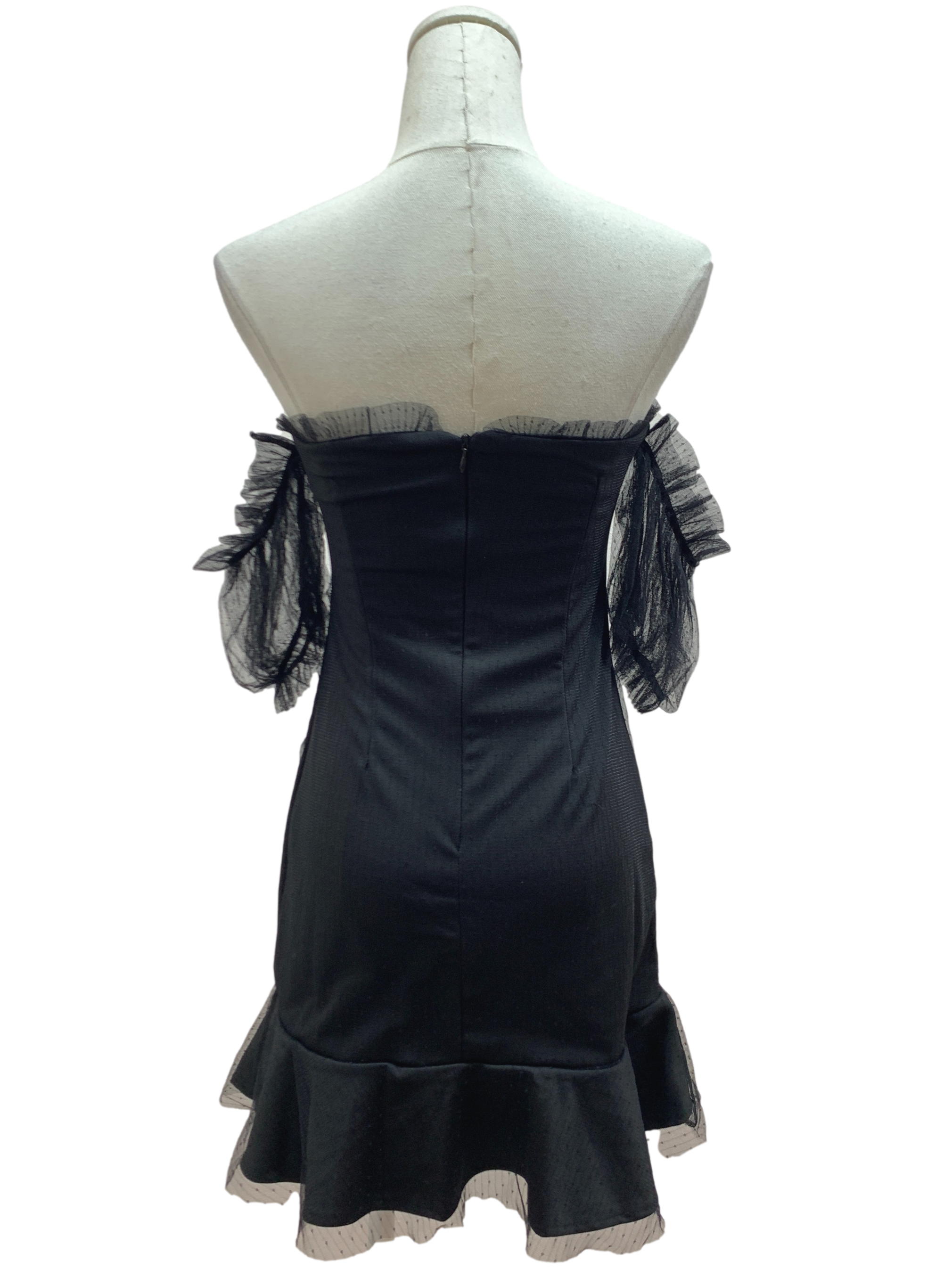 Onyx Black Off-Shoulder Laced Dress