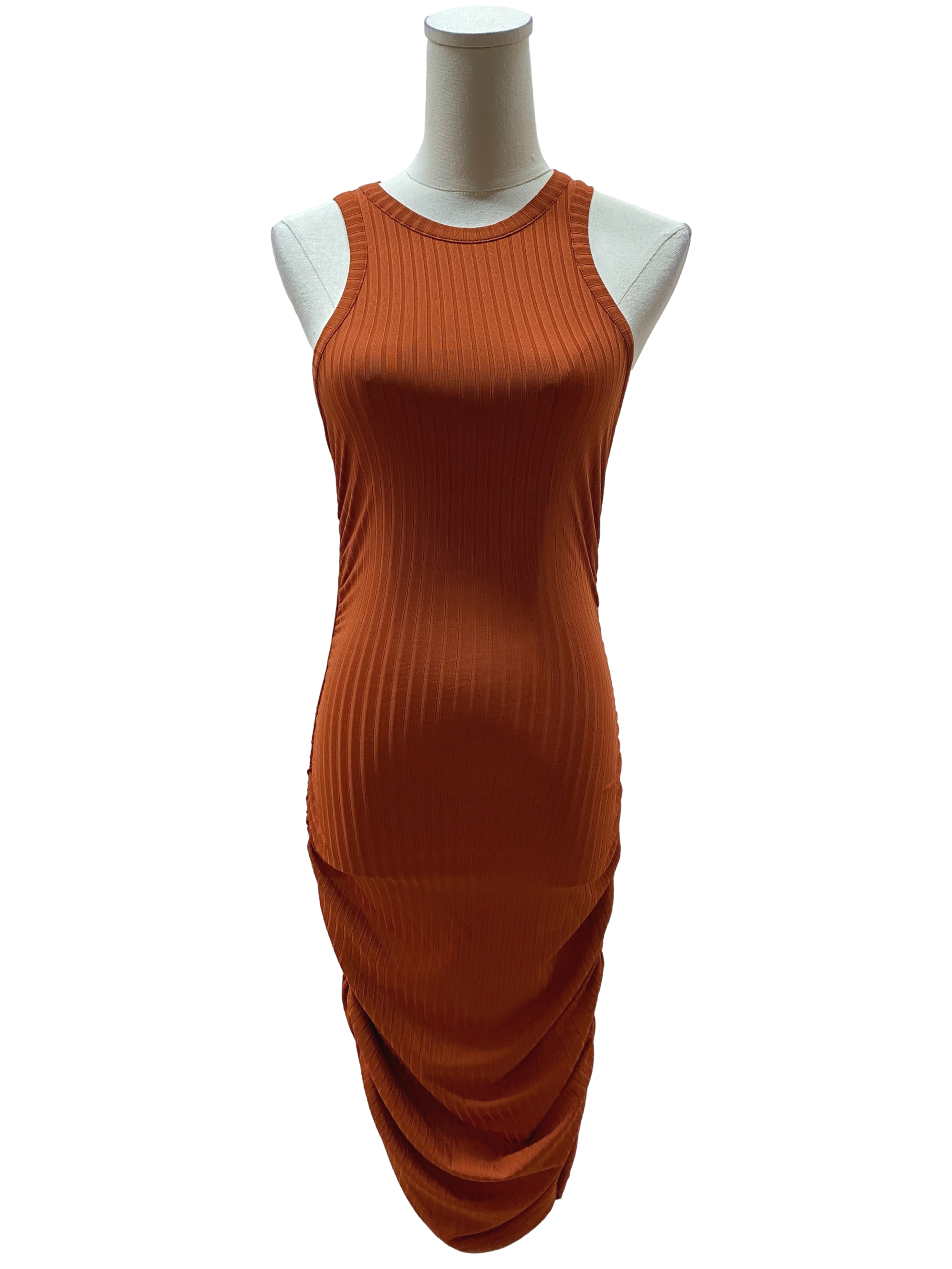Carrot Stripe Textured Bodycon Dress