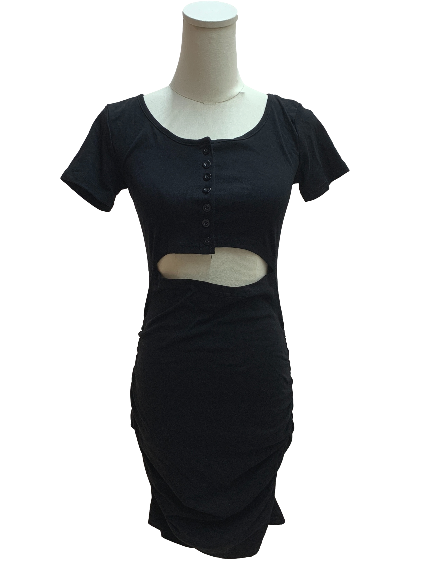 Pitch Black Ruched Dress