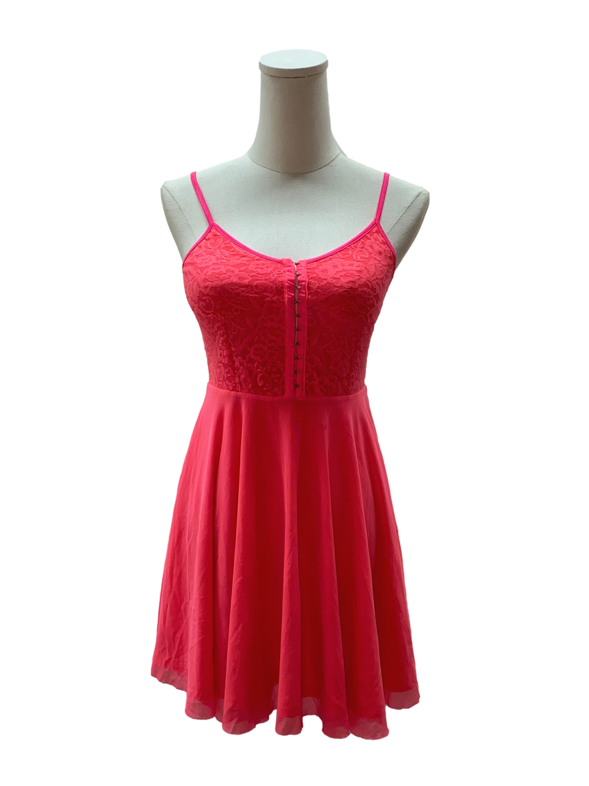 Hot Pink Lace Bustier A-Line Dress