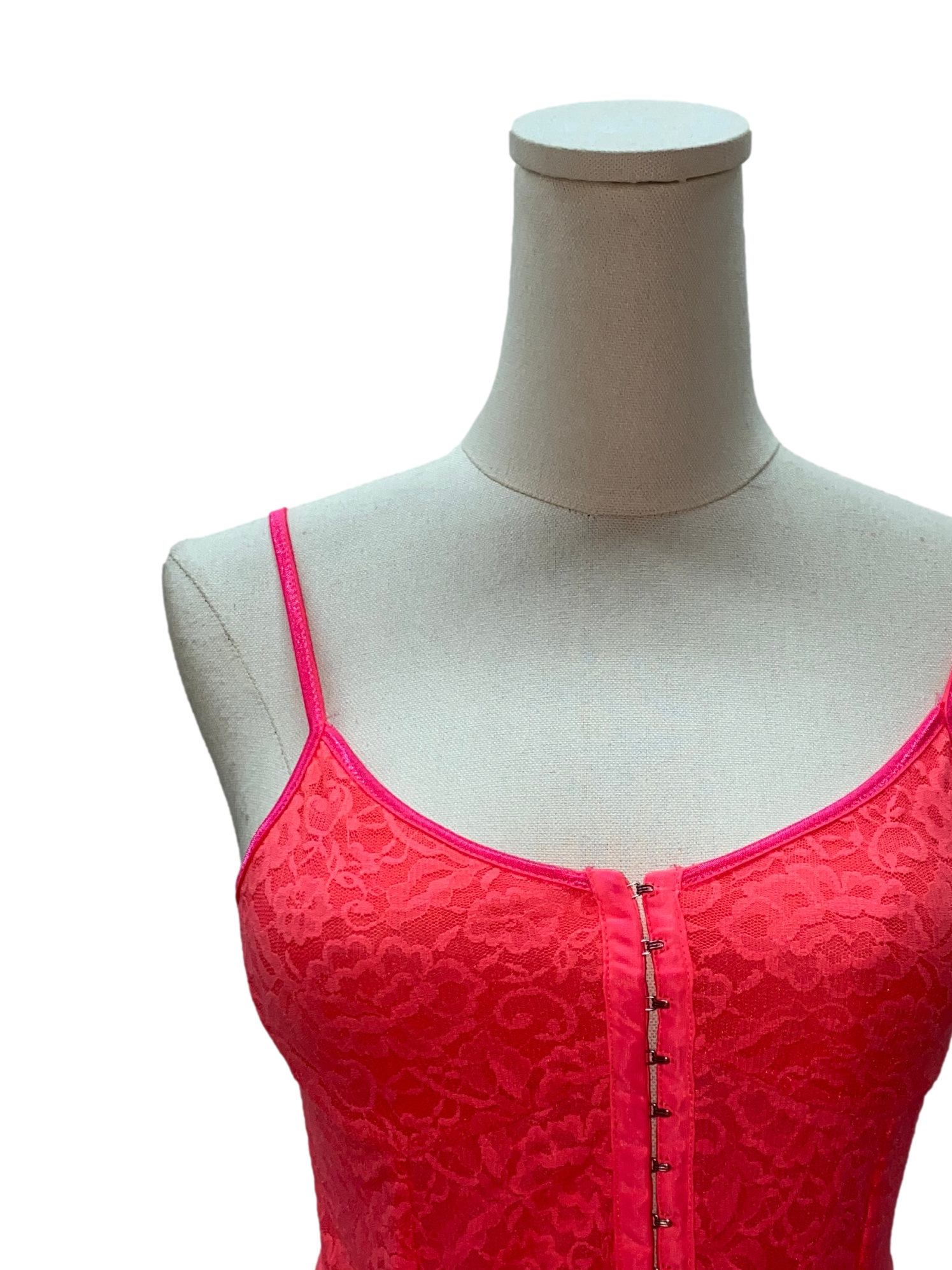 Hot Pink Lace Bustier A-Line Dress