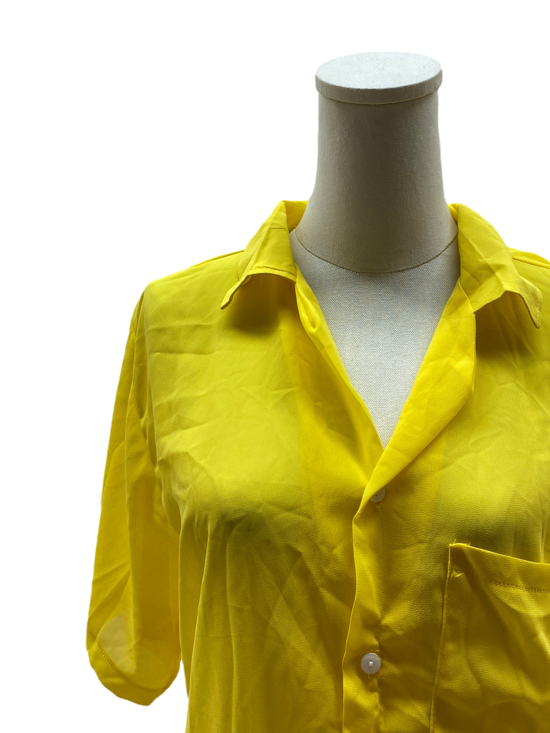 Yellow Collar Button Up Top