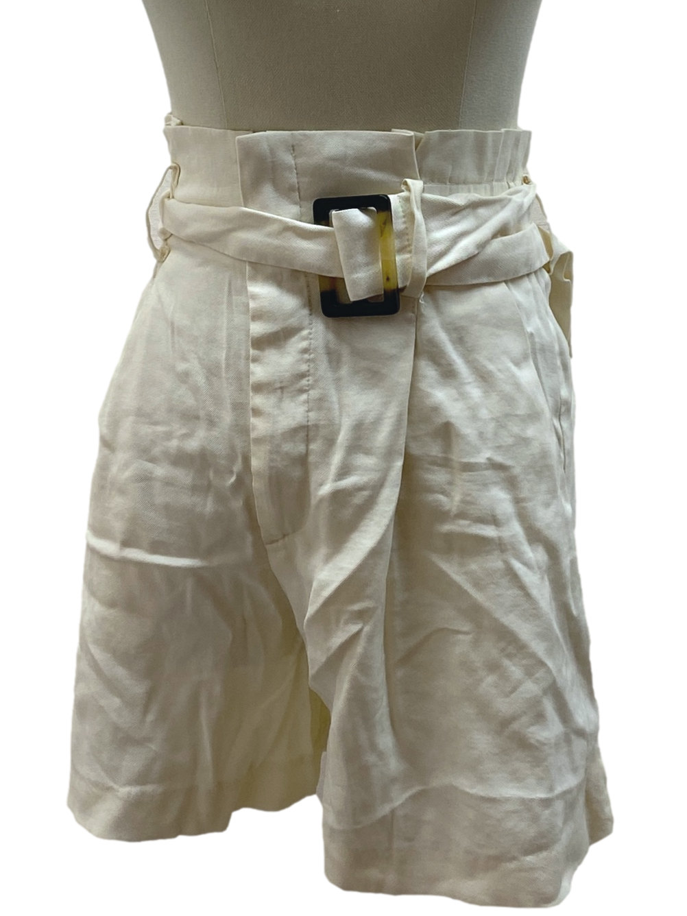 Pearl White Shorts With Belt