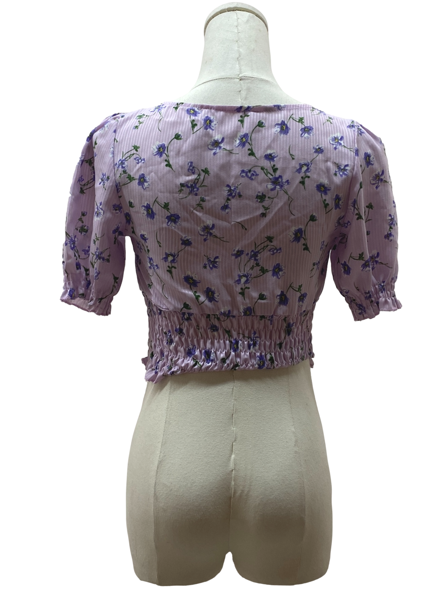 Heather Purple Floral Puff Sleeve Top