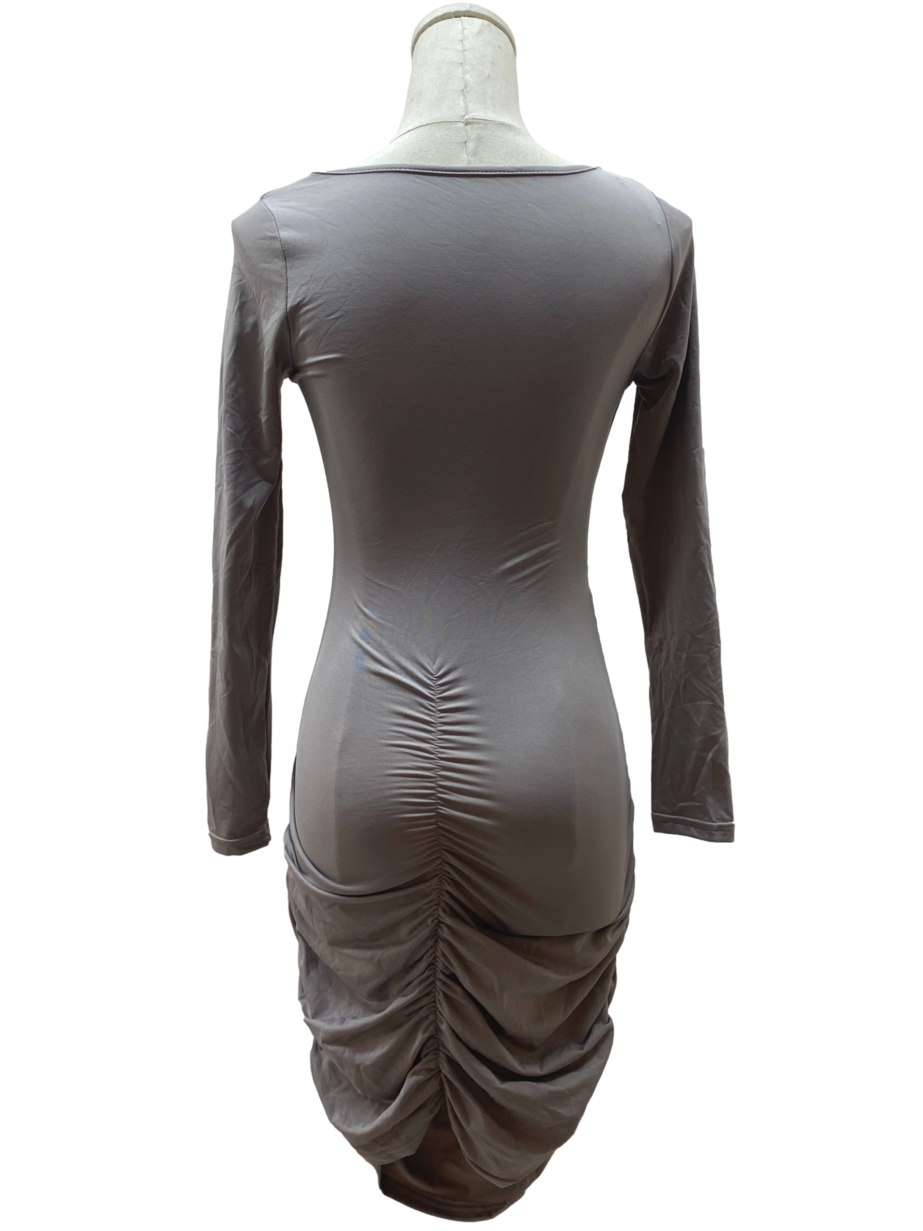 Smoke Grey Long Sleeve Cut-out Dress