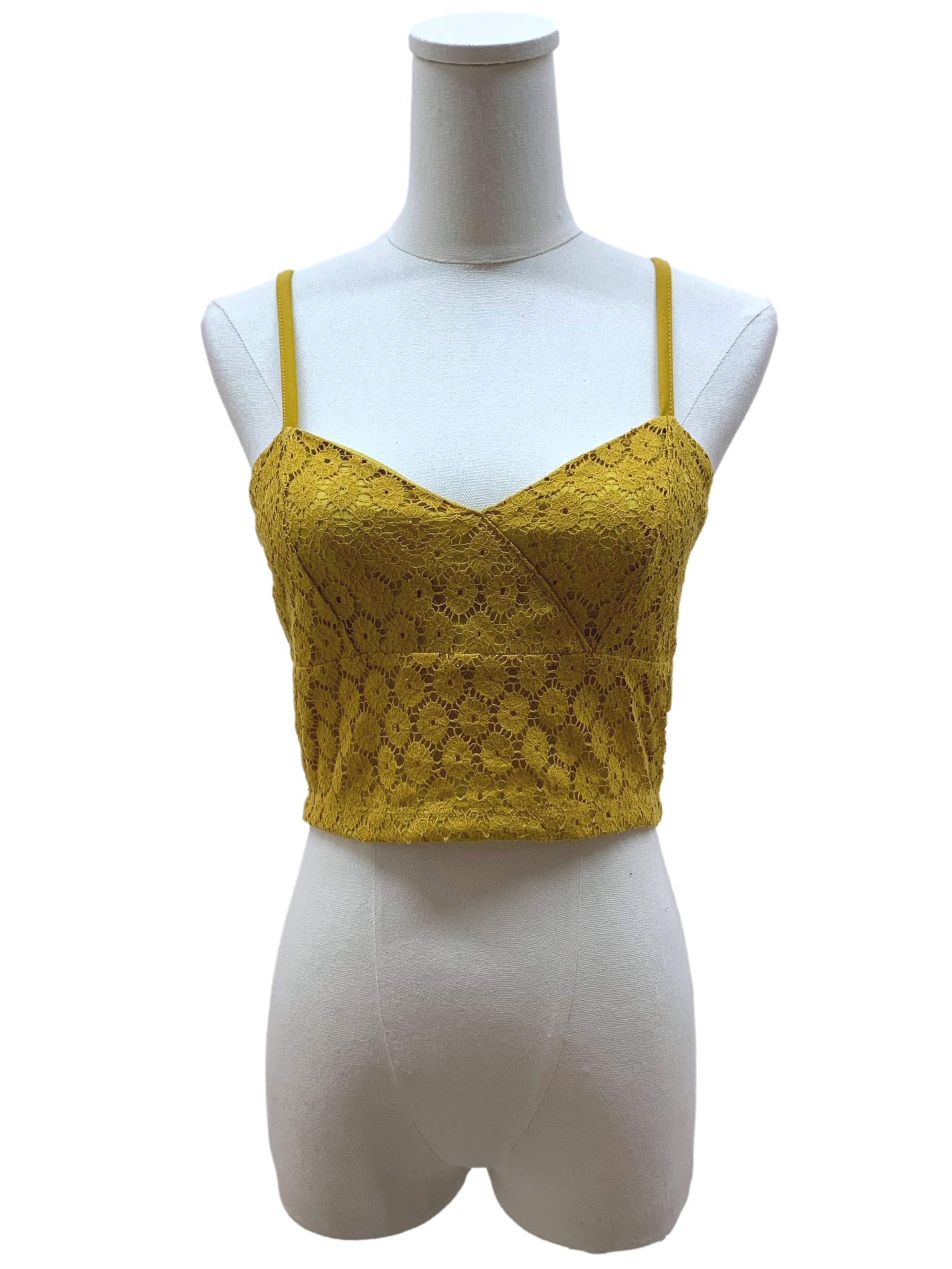 Mustard Yellow Floral Lace Top