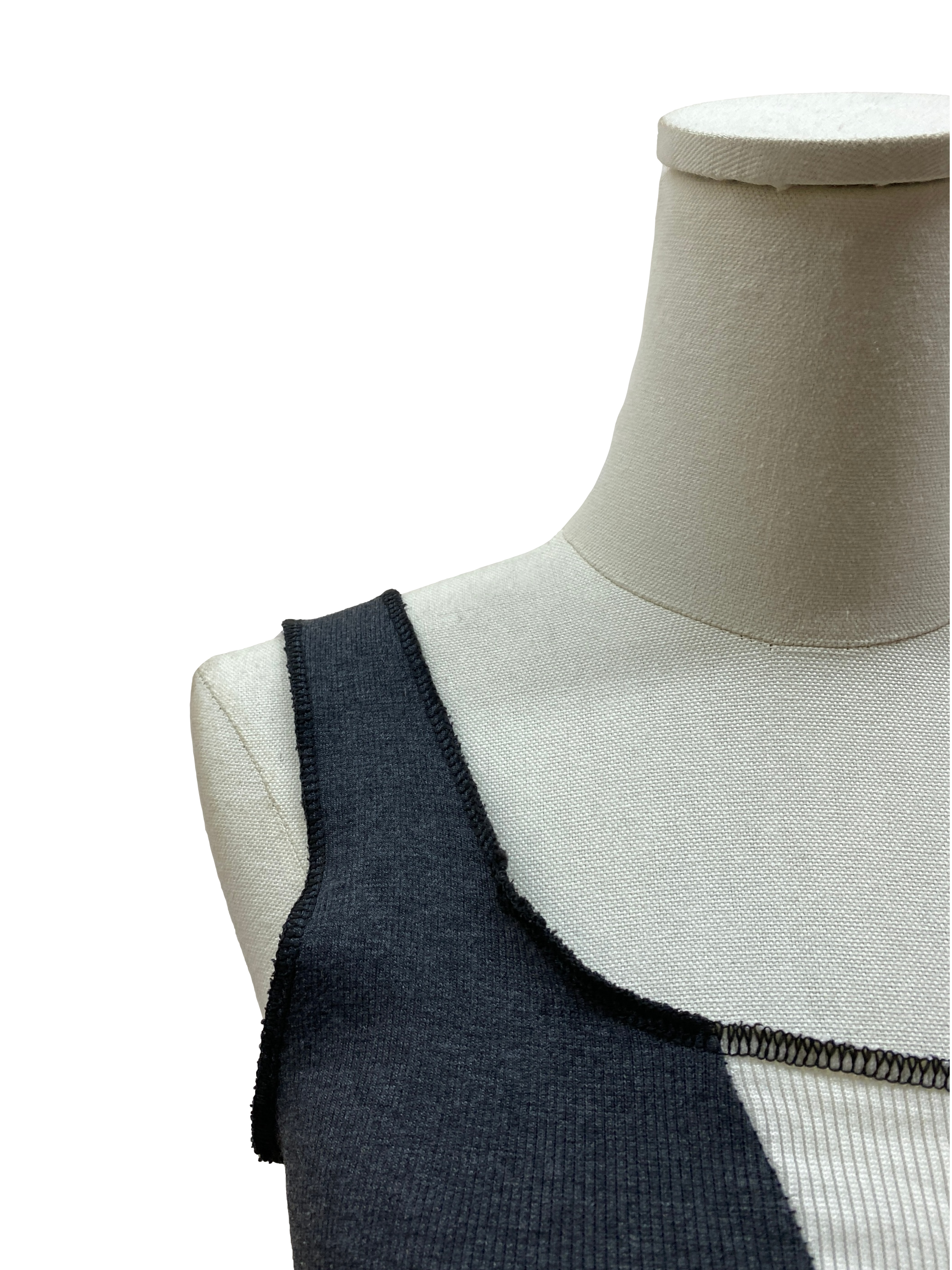Shadow Grey White Puzzled Sleeveless Top