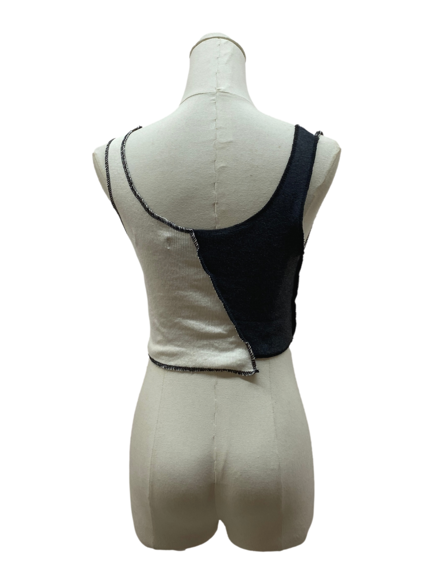 Shadow Grey White Puzzled Sleeveless Top