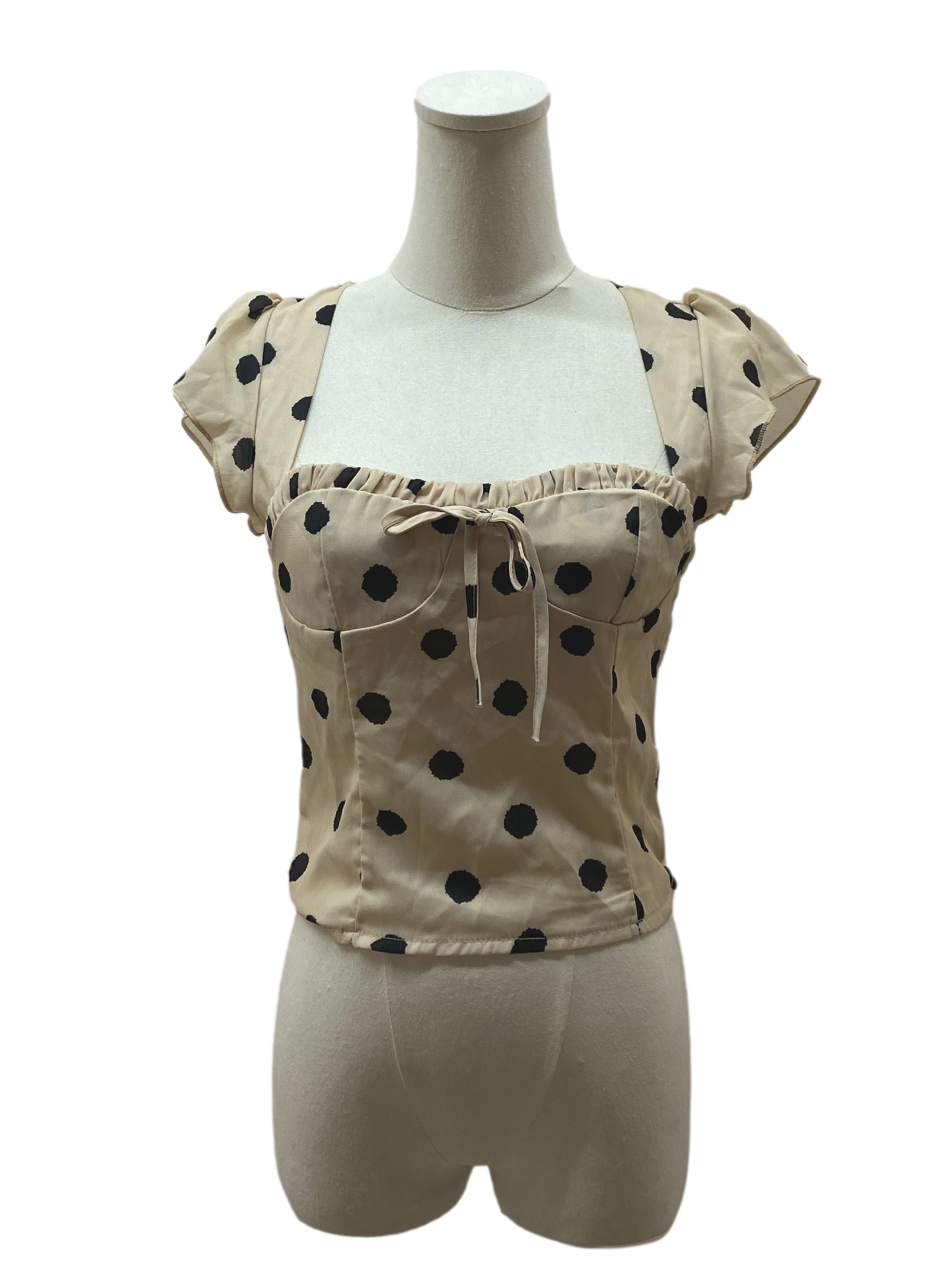 Nude Polka Dots Crop Top