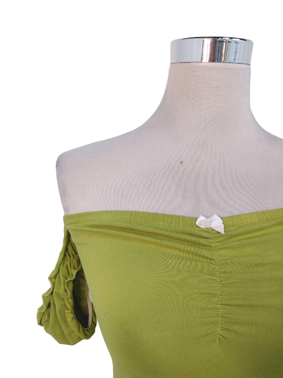 Green Off-shoulder Mini Dress